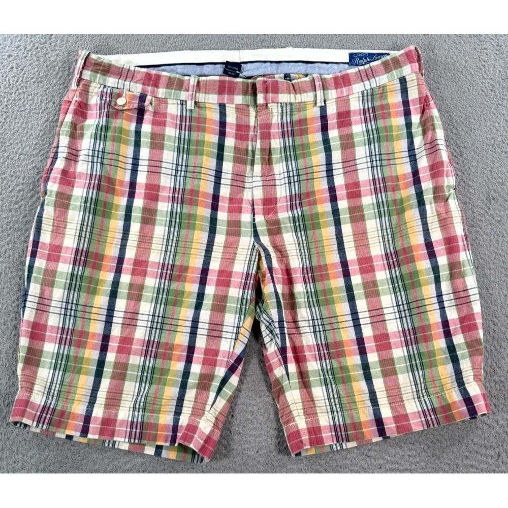 Vintage Ralph Lauren Shorts Men's 40 Plaid Madras Golf Preppy Cotton